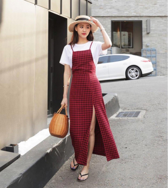 Chân váy dài chất dạ Quảng Châu Chân váy kẻ caro dáng suông vintage phong  cách Hàn Quốc  MixASale