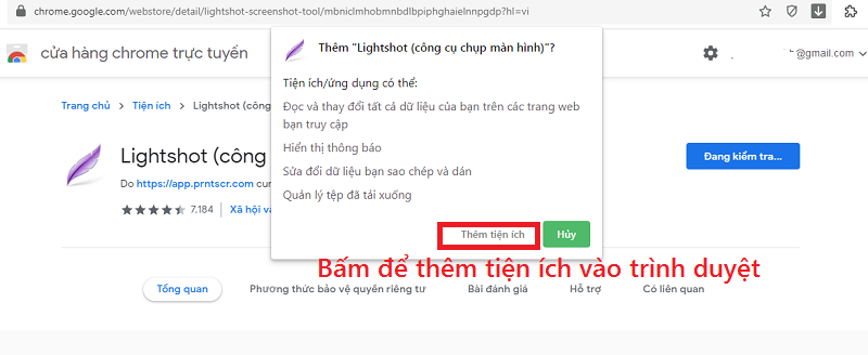 Bấm “Thêm tiện ích” để thêm tiện ích vào trình duyệt