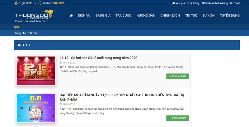 Thông báo săn sale hàng Taobao trên web Thương Đô