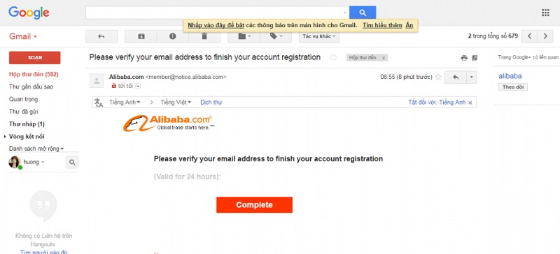 cách đăng ký tài khoản trên alibaba
