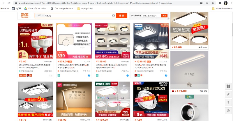 Nhập hàng đèn led trên taobao
