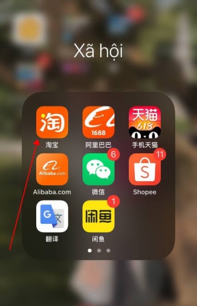 Mở ứng dụng Taobao trên điện thoại