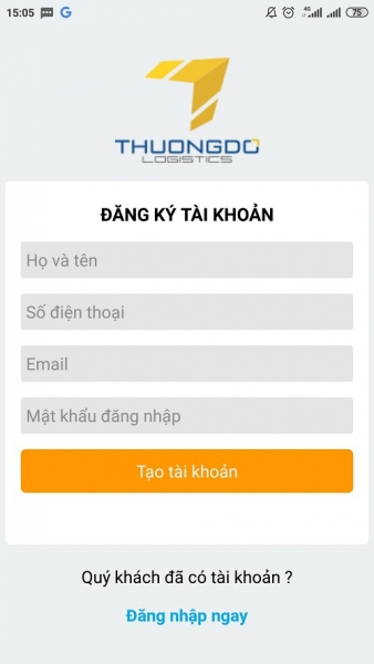 Nhập thông tin đăng ký tài khoản