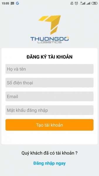 Nhập thông tin đăng ký tài khoản