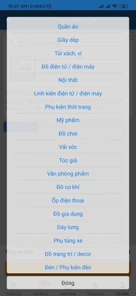 Chọn mặt hàng cần ký gửi