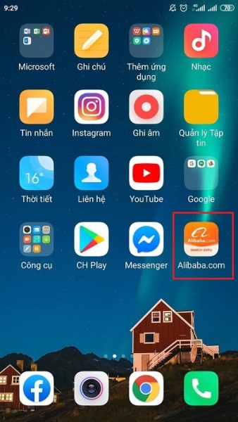 App Alibaba sau khi đã cài đặt thành công trên thiết bị di động