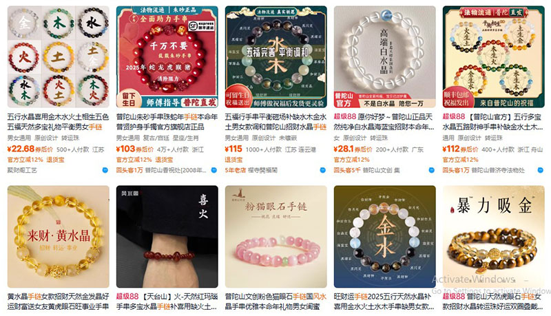 Nguồn vòng tay phong thủy trên Taobao