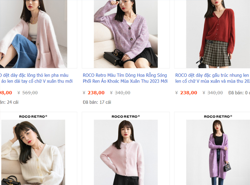 Một số link shop order áo cardigan Trung Quốc uy tín trên Taobao