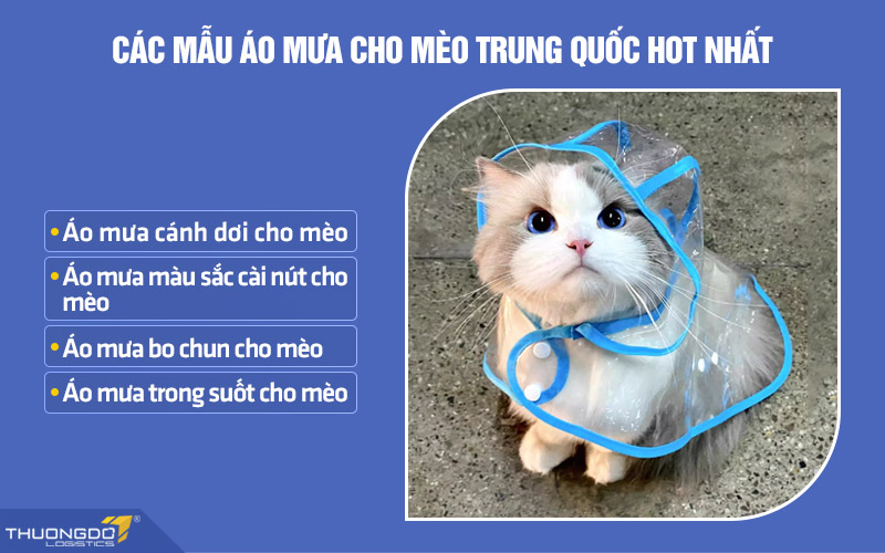Một số mẫu áo mưa cho mèo nội địa Trung được chọn mua nhiều nhất