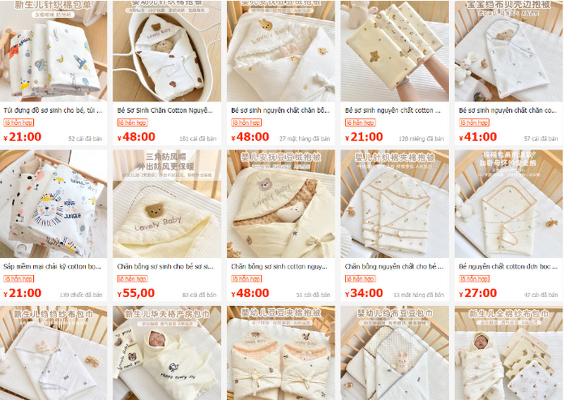 Link shop order chăn cho bé sơ sinh chất lượng giá rẻ trên Taobao, Tmall