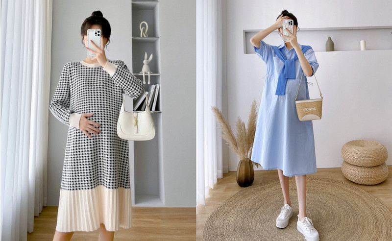 Đầm bầu công sở dáng dài