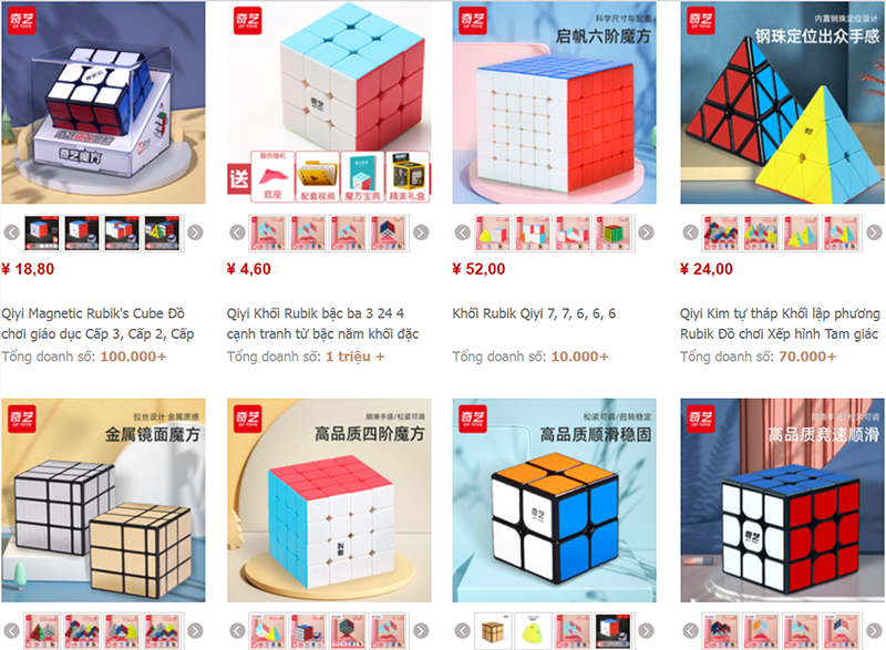 Shop order bộ đồ chơi Rubik Trung Quốc uy tín trên Taobao, Tmall