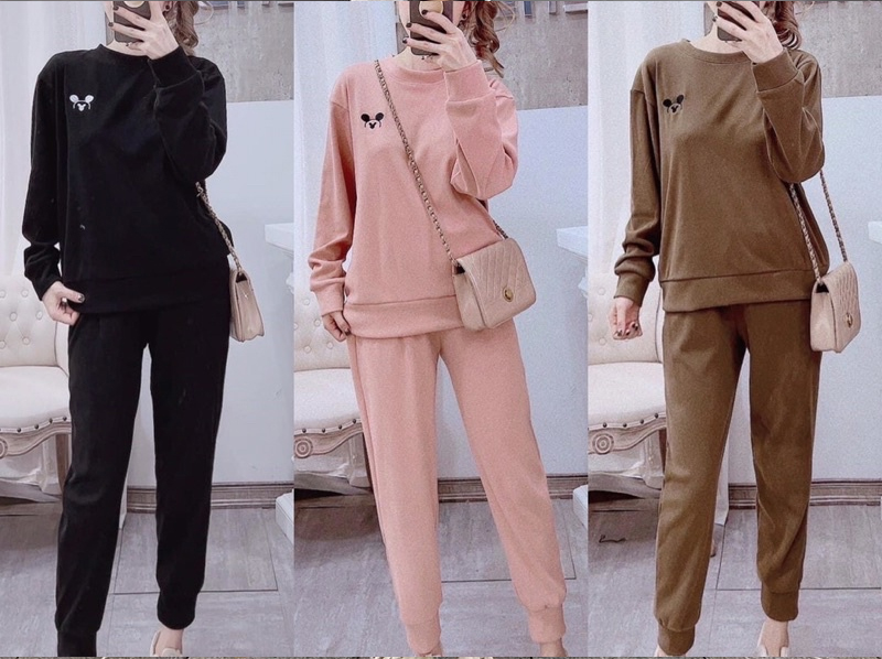 Set đồ quần áo thể thao nỉ nữ mùa đông