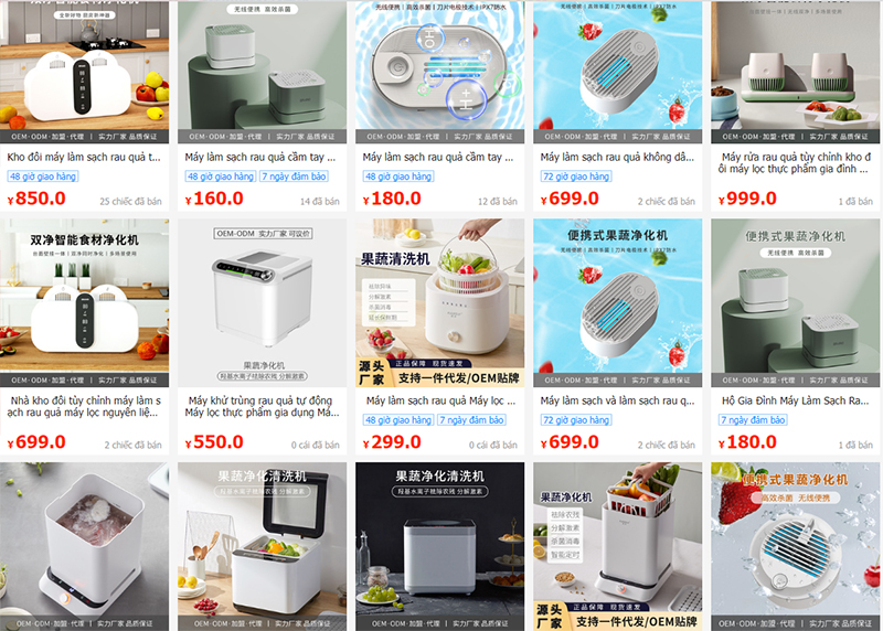 Link shop order máy rửa rau quả Trung Quốc giá rẻ uy tín trên 1688