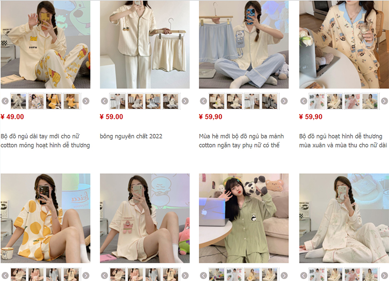Shop order mẫu pijama Trung Quốc uy tín và chất lượng