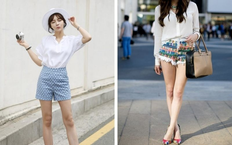 Cách phối quần short họa tiết nữ