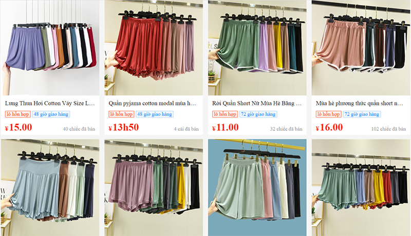 Link order cách phối quần short nữ Trung Quốc trên 1688