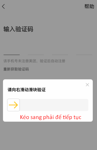 Kéo mũi tên sang bên phải để nhận mã