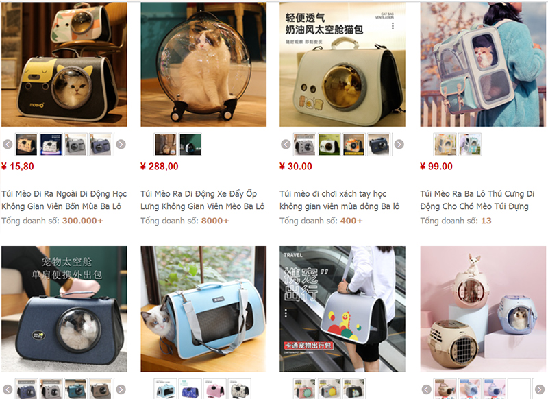 Shop nhập túi vận chuyển chó mèo Trung Quốc trên Taobao, Tmall
