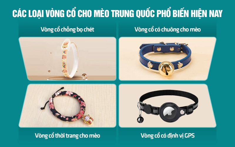 Các loại vòng cổ cho mèo nội địa Trung phổ biến trên thị trường