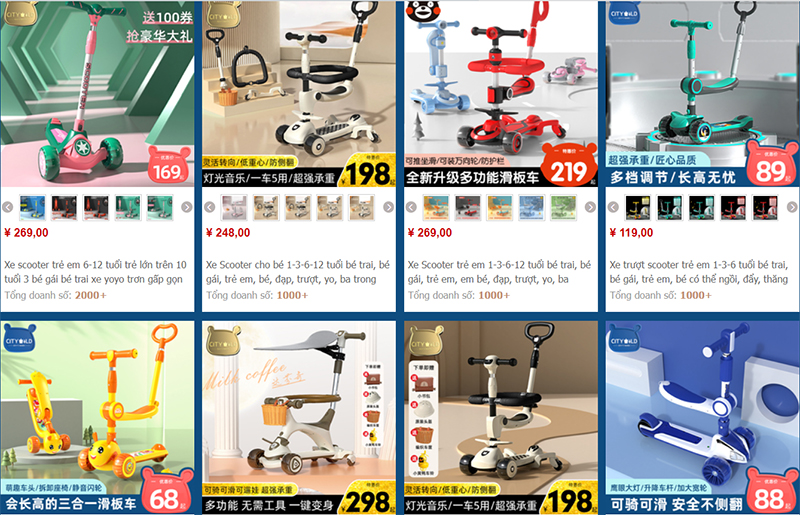 Shop nhập xe trượt Scooter cực nhanh, uy tín, giá rẻ trên Taobao, Tmall
