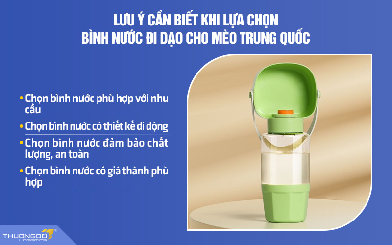 Lưu ý cần biết khi lựa chọn bình nước đi dạo cho mèo Trung Quốc