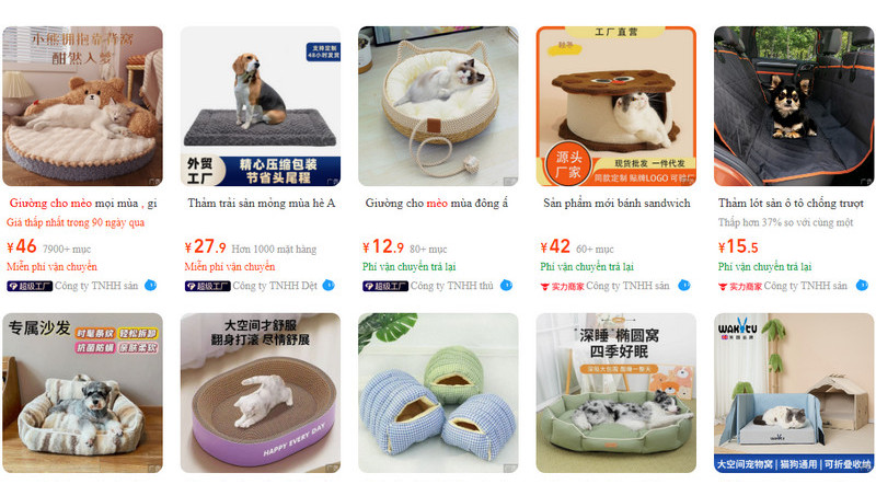 Các link shop nệm cho mèo Trung Quốc uy tín và giá rẻ trên Taobao, Tmall, 1688…