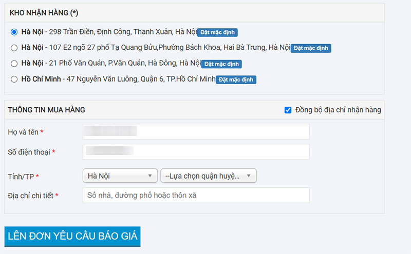 Nhập địa chỉ nhận hàng