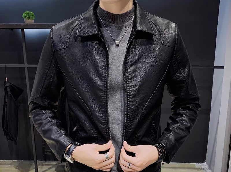 Áo da nam cổ bẻ