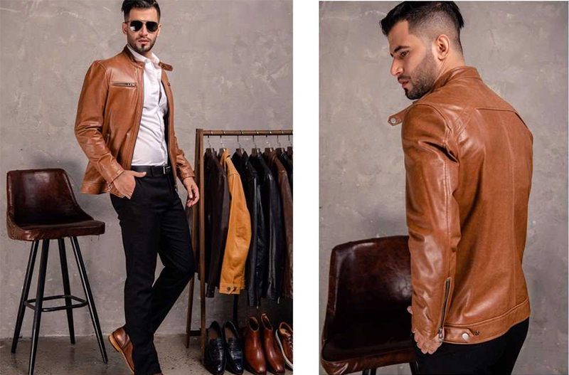 Áo da nam Racer Jacket