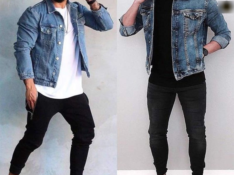Quần jogger với áo khoác denim