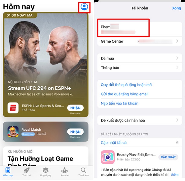 Bấm vào biểu tượng hình người phía trên bên phải để thay đổi ngôn ngữ
