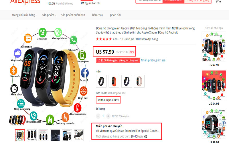 Sản phẩm trên Aliexpress
