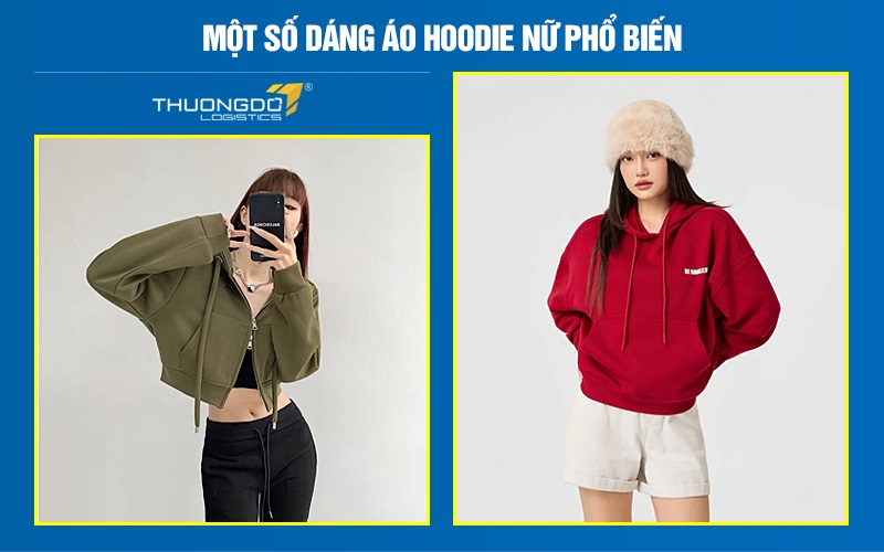 Một số dáng áo hoodie nữ phổ biến