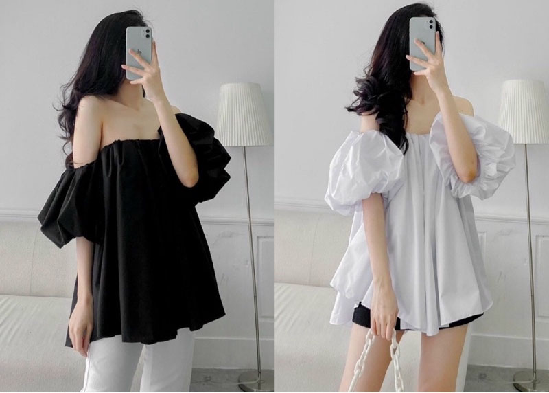 Áo trễ vai tay bồng