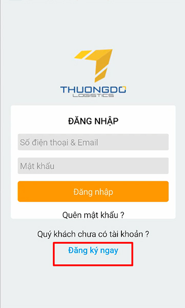 Bấm vào “Đăng ký ngay” đăng ký tài khoản