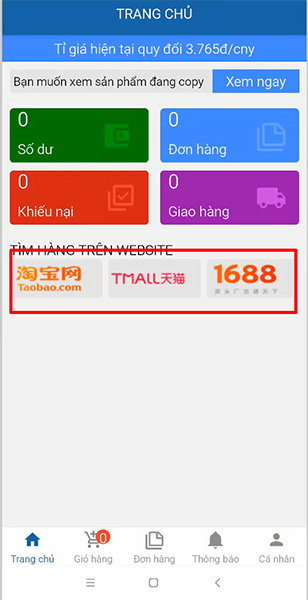 Bạn chọn vào biểu tượng trang web cần mua