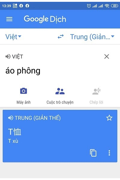 Sử dụng app dịch trên Google để dịch từ khoá sang tiếng Trung