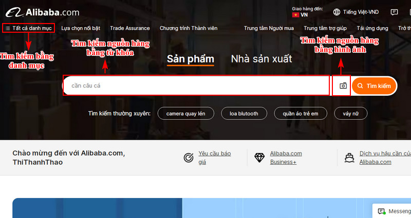 Tìm nhà cung cấp hàng Alibaba thông qua từ khóa hình ảnh hoặc danh mục