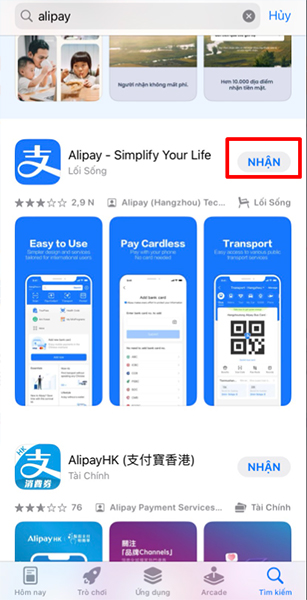 Tải ứng dụng Alipay về điện thoại của bạn