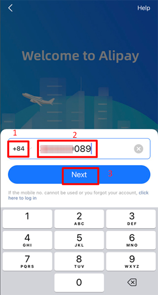 Đăng nhập tài khoản Alipay
