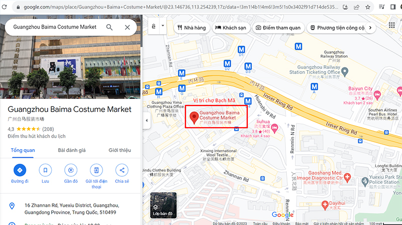 Bản đồ vị trí chợ Bạch Mã (Trung Quốc)