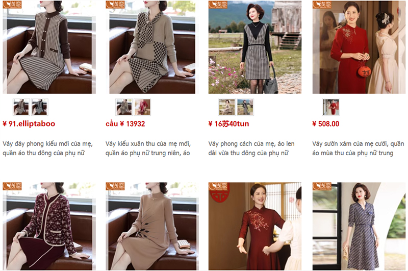 Đầm trung niên cao cấp trên Taobao và Tmall