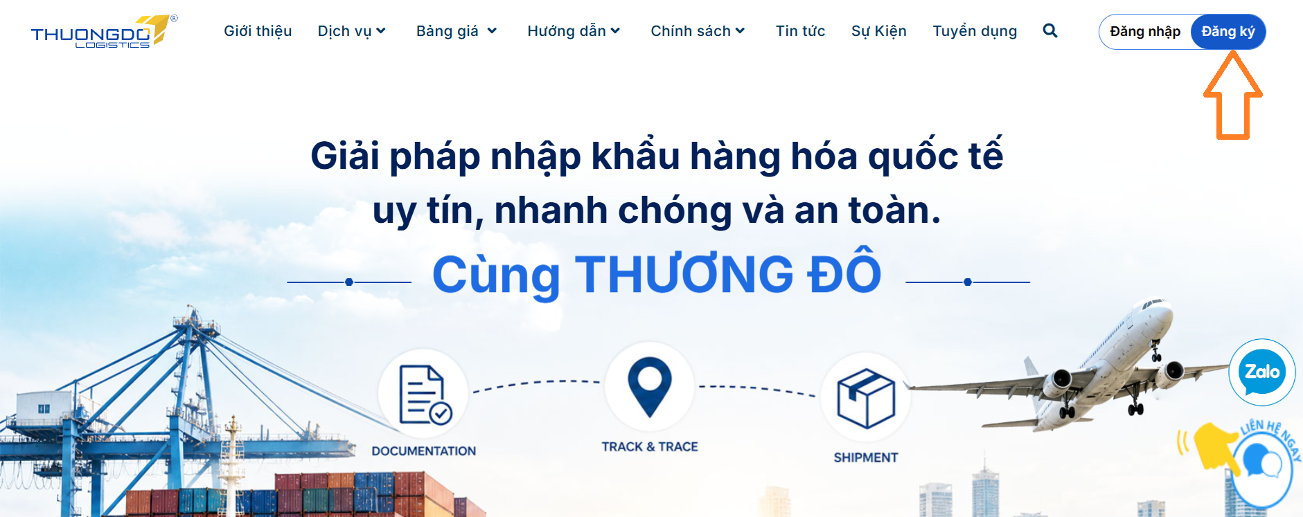 Tại trang chủ Thương Đô chọn đăng ký