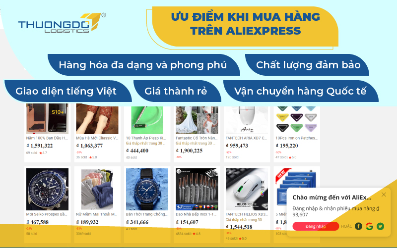 Ưu điểm khi mua hàng trên Aliexpress