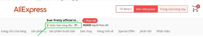 Biểu tượng Top Brand ở những shop có biểu tượng thương hiệu uy tín