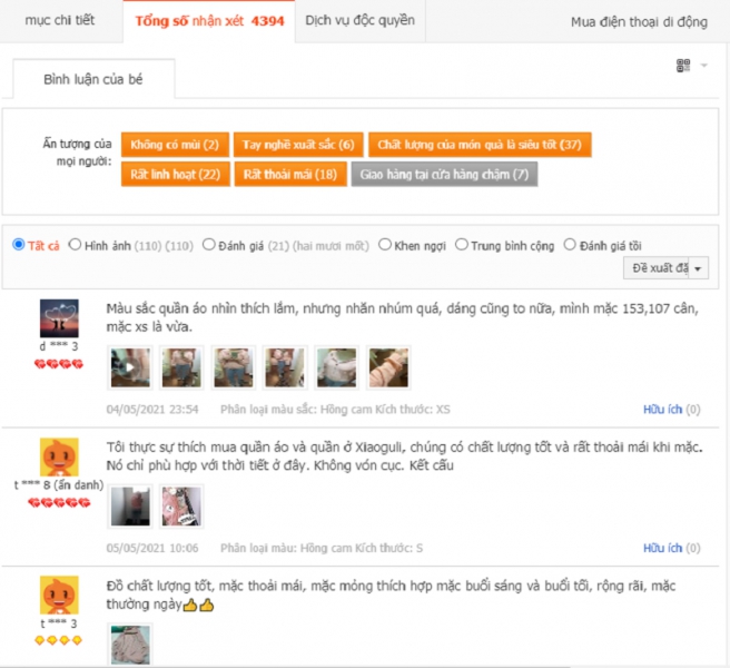 Chỉ mua hàng ở shop có nhiều Feedback tốt