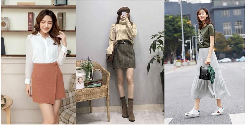 Chân váy có thể kết hợp với nhiều loại áo khác nhau.
