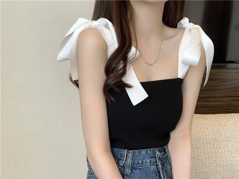 Áo 2 dây nơ bản to