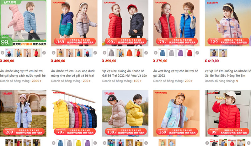Link shop áo khoác phao cho trẻ em